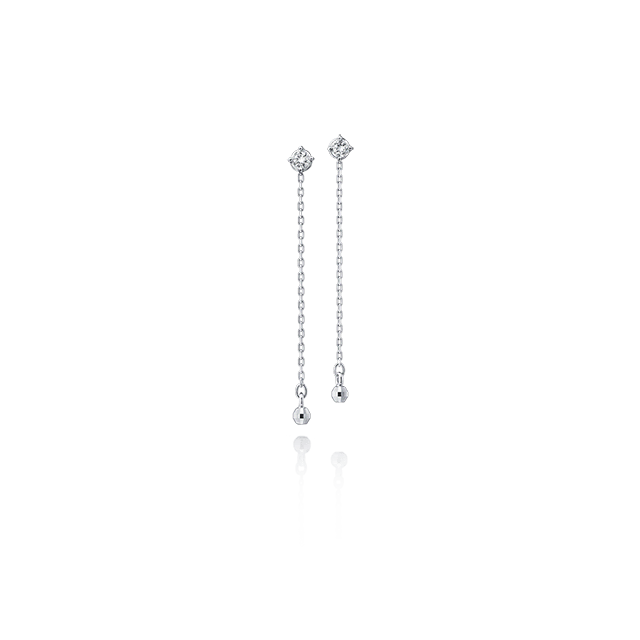 鑽石針式耳環 coradelia 白K金