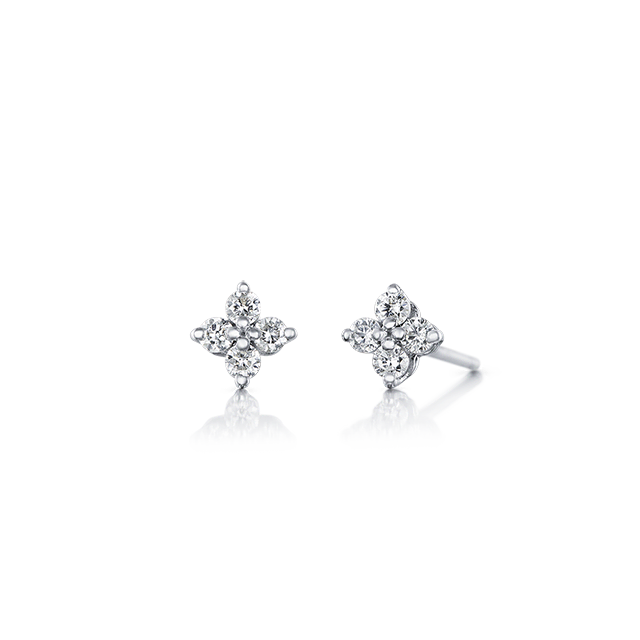 鑽石針式耳環 himalia 白K金