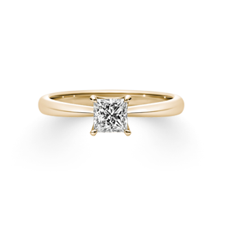 求婚鑽戒 公主型車工鑽石 黃K金